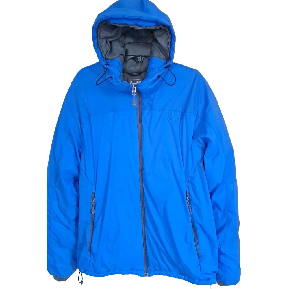 LL Bean Jacket Mens XXL Teal Puffer Coat Full Zip Hoodie Solid Casual‎ Pre-owned